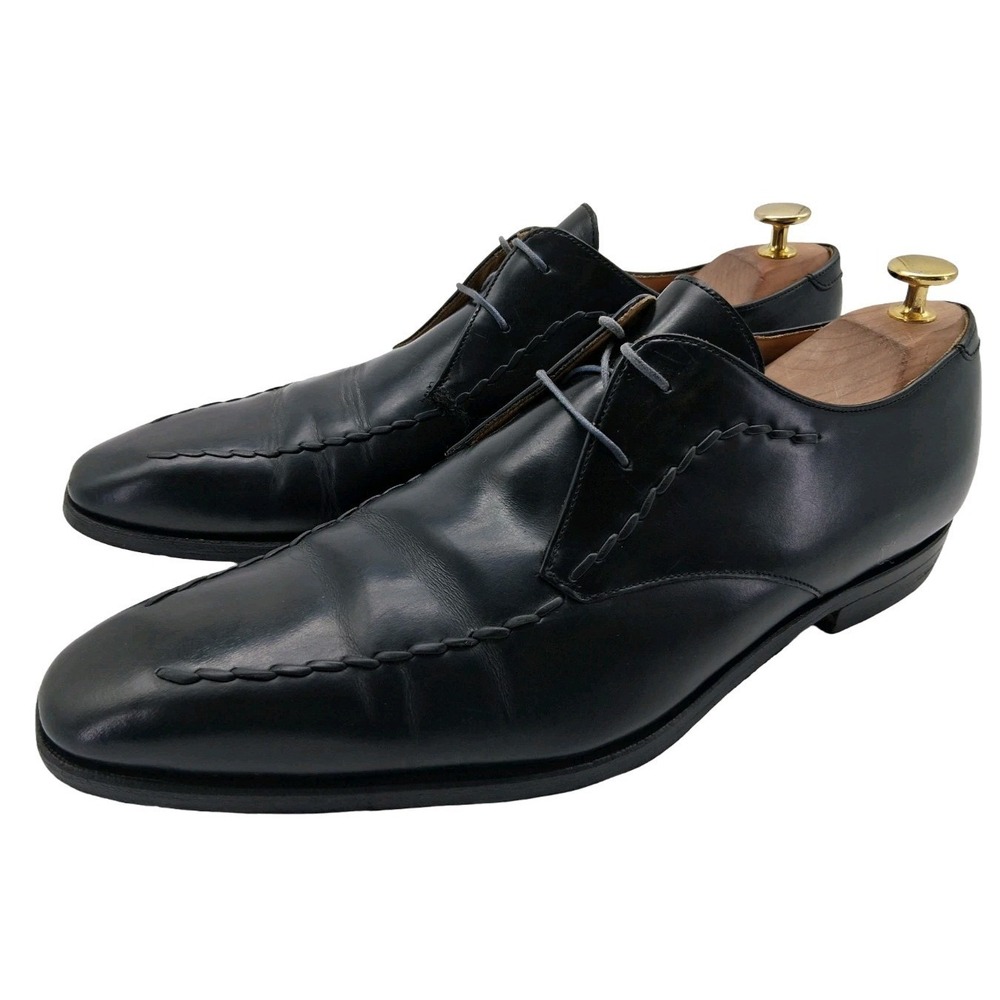 Paul Smith Shoes Mens 10 B Black Leather Square Toe Derby Dress Formal Handmade
